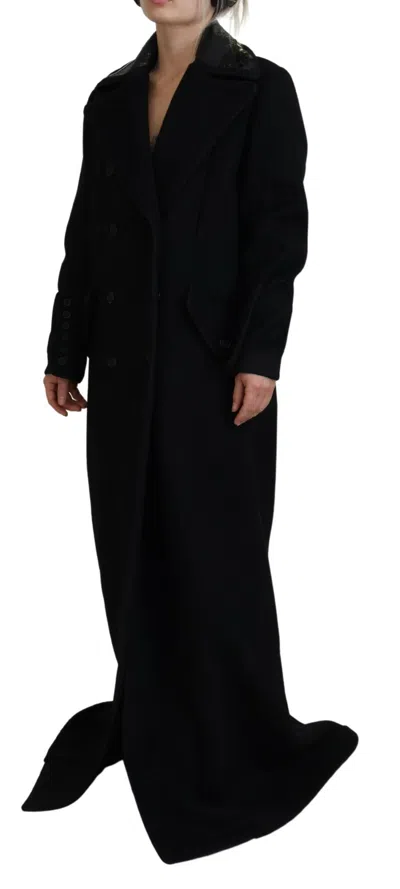 Dsquared2 Black Double Breasted Long Coat Jacket In Black