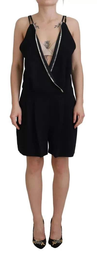 Pre-owned Dsquared2 Dsquared² Black Embellished Sleeveless V-neck Jumpsuit Women's Dress ()