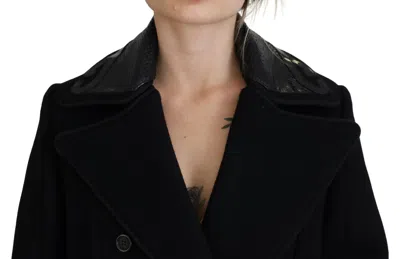 Dsquared2 Black Double Breasted Long Coat Jacket In Black