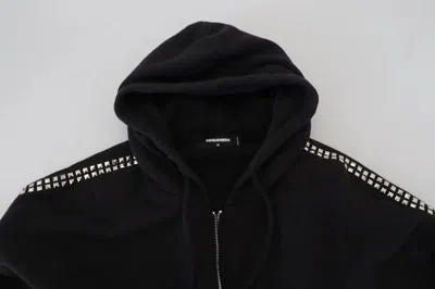 Pre-owned Dsquared2 Dsquared² Black Embellished Full Zip Hooded Men's Sweater ()