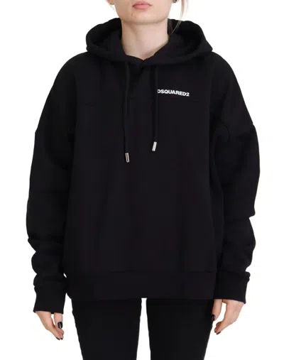 Pre-owned Dsquared2 Dsquared² Black Logo Patch Cotton Hoodie Sweatshirt Women's Sweater ()