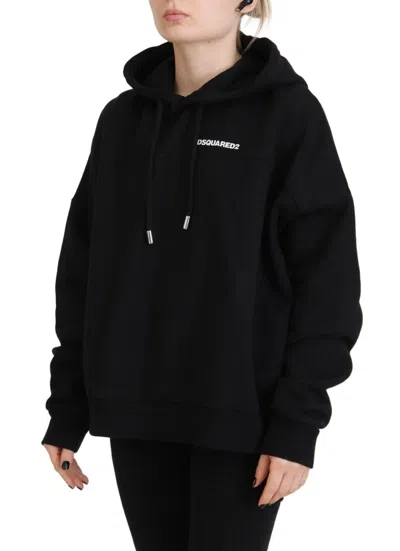 Pre-owned Dsquared2 Dsquared² Black Logo Patch Cotton Hoodie Sweatshirt Women's Sweater ()
