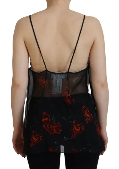 Pre-owned Dsquared2 Dsquared² Black Floral Print Spaghetti Strap Tank Blouse Women's Top ()