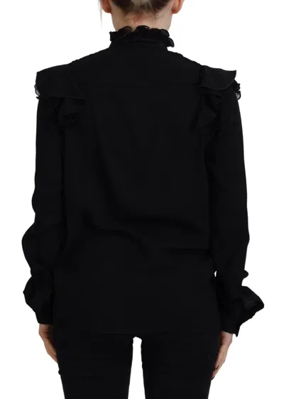 Pre-owned Dsquared2 Dsquared² Black Lace Trim Turtle Neck Long Sleeves Women's Top ()