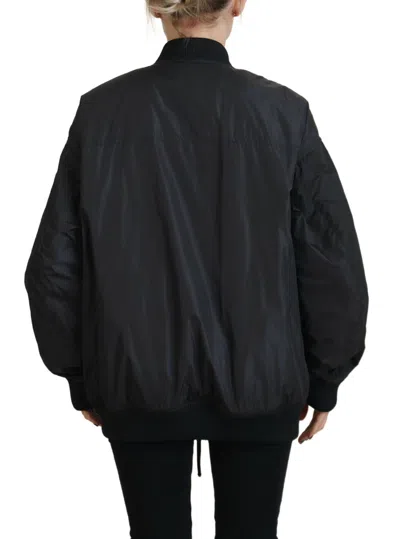 Pre-owned Dsquared2 Dsquared² Black Logo Print Full Zip Women Bomber Women's Jacket ()