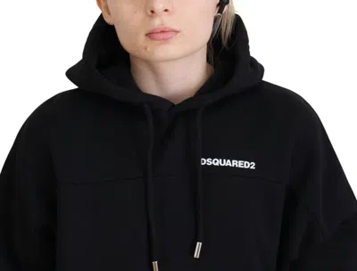 Pre-owned Dsquared2 Dsquared² Black Logo Patch Cotton Hoodie Sweatshirt Women's Sweater ()
