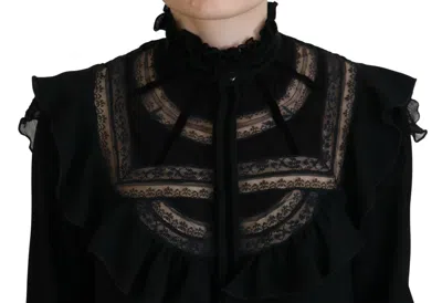 Pre-owned Dsquared2 Dsquared² Black Lace Trim Turtle Neck Long Sleeves Women's Top ()