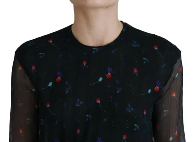 Pre-owned Dsquared2 Dsquared² Black Floral Silk Long Sleeves Sheath Mini Women's Dress ()