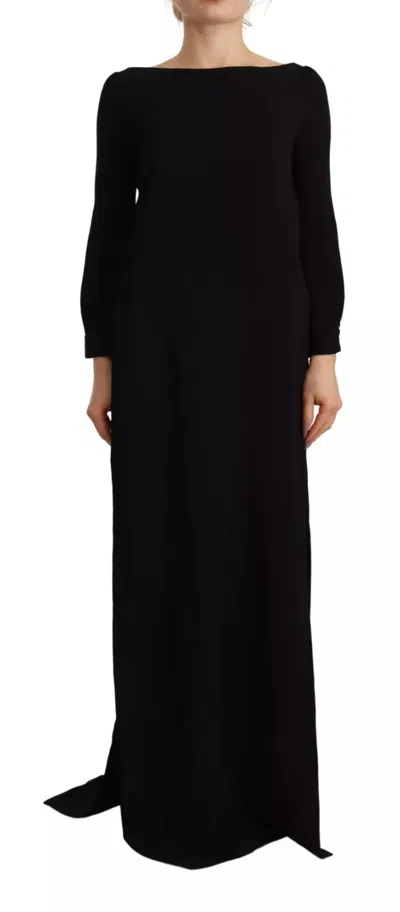 Pre-owned Dsquared2 Dsquared² Black Long Sleeves Side Slit Floor Length Women's Dress ()