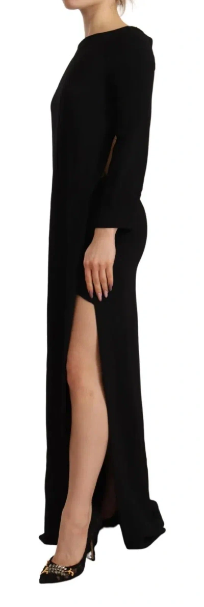 Pre-owned Dsquared2 Dsquared² Black Long Sleeves Side Slit Floor Length Women's Dress ()