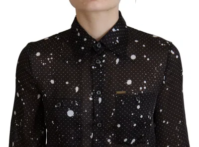 Pre-owned Dsquared² Black Polka Dot Long Sleeves Button Down Women's Dress ()