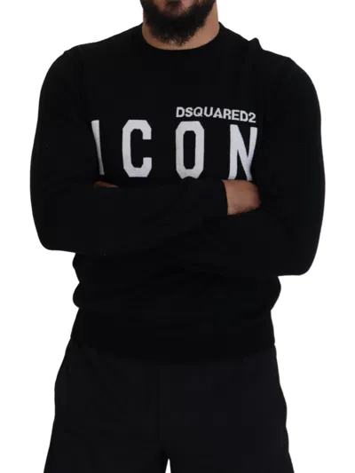 Pre-owned Dsquared2 Dsquared² Black Logo Print Long Sleeves Men Pullover Men's Sweater ()