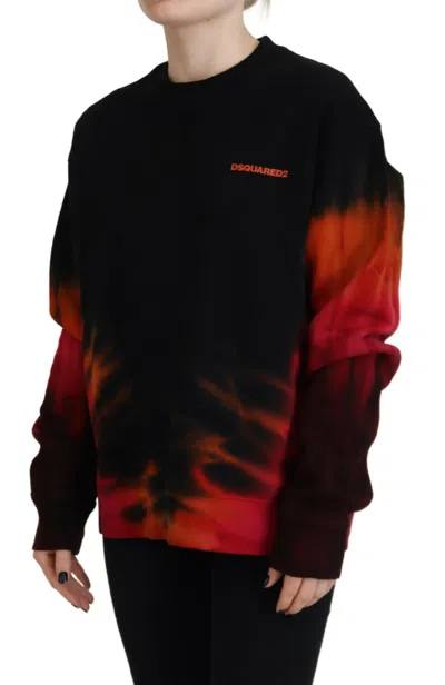 Pre-owned Dsquared2 Dsquared² Black Tie Dye Logo Print Women Long Sleeve Women's Sweater ()