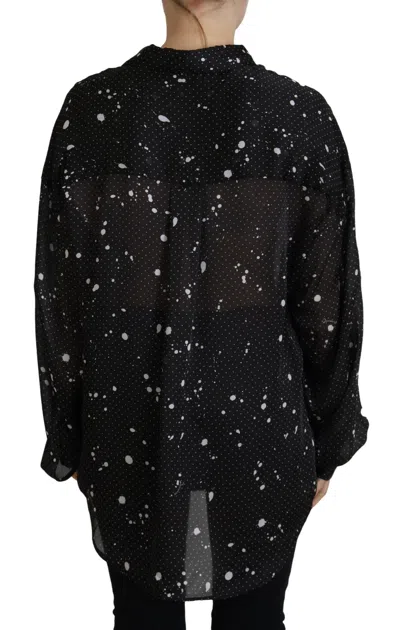 Pre-owned Dsquared2 Dsquared² Black Polka Dots Collared Button Down Blouse Women's Top ()