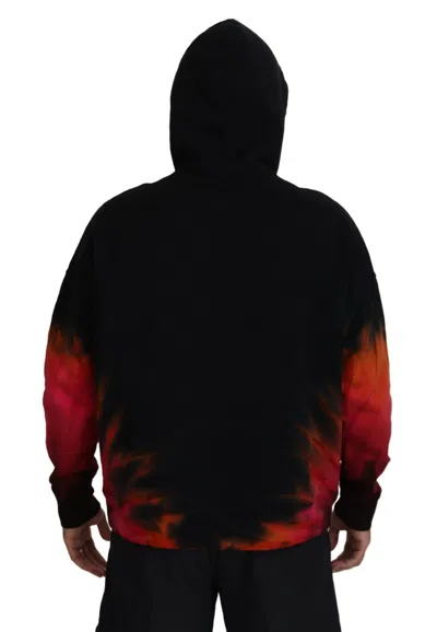 Pre-owned Dsquared2 Dsquared² Black Red Cotton Hooded Tie Dye Pullover Men's Sweater () In Black And Red
