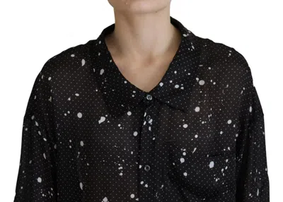 Pre-owned Dsquared2 Dsquared² Black Polka Dots Collared Button Down Blouse Women's Top ()