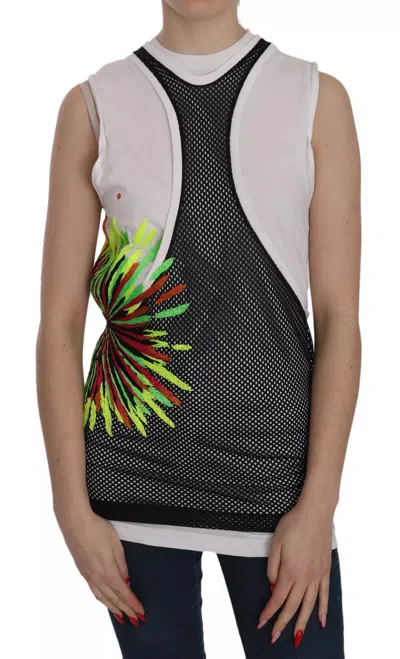 Pre-owned Dsquared2 Dsquared² Black White Crew Neck Sleeveless Cotton Women's Blouse () In Black/white