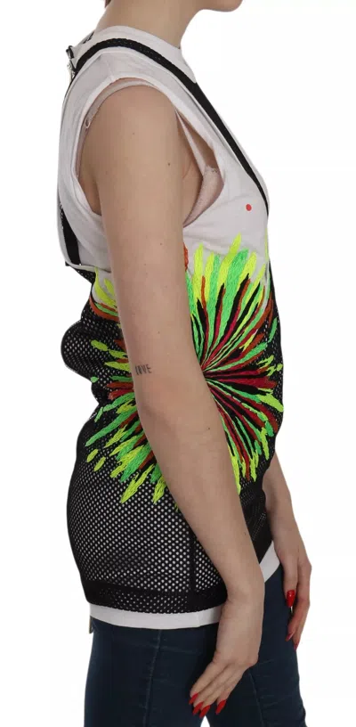 Pre-owned Dsquared2 Dsquared² Black White Crew Neck Sleeveless Cotton Women's Blouse () In Black/white