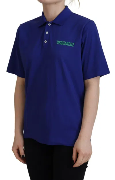 Pre-owned Dsquared2 Dsquared² Blue Collared Writings Polo Short Sleeves Women's T-shirt ()
