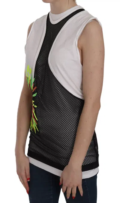 Pre-owned Dsquared2 Dsquared² Black White Crew Neck Sleeveless Cotton Women's Blouse () In Black/white