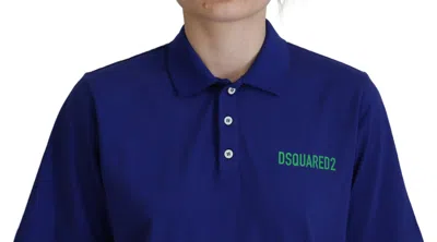 Pre-owned Dsquared2 Dsquared² Blue Collared Writings Polo Short Sleeves Women's T-shirt ()