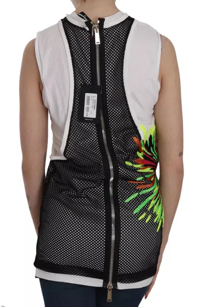 Pre-owned Dsquared2 Dsquared² Black White Crew Neck Sleeveless Cotton Women's Blouse () In Black/white