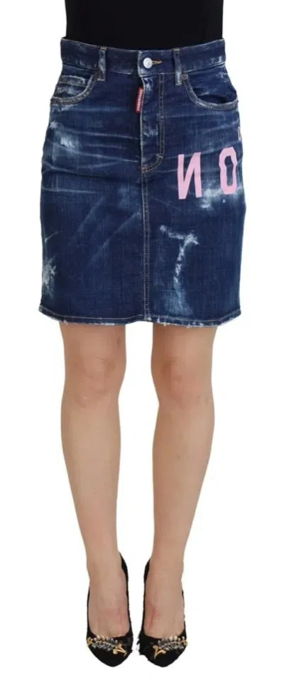 Pre-owned Dsquared2 Dsquared² Blue Icon High Waist Denim Mini Boston Jean Women's Skirt ()