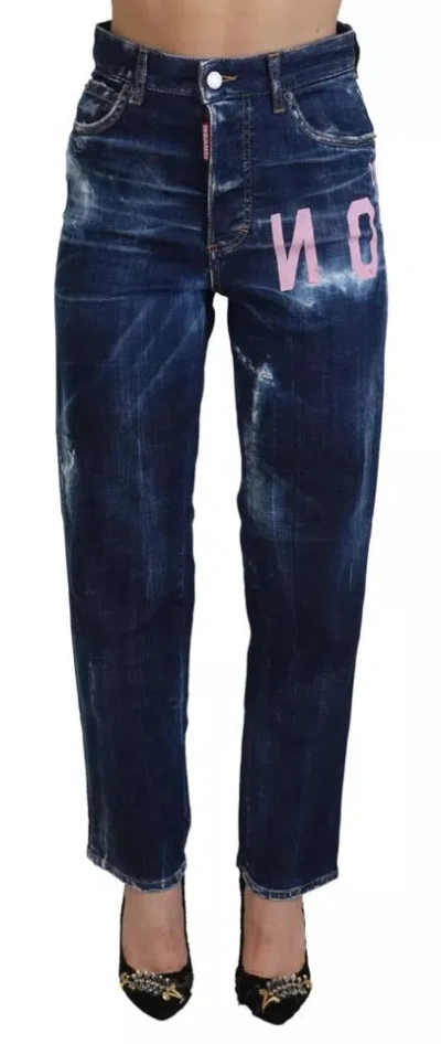 Pre-owned Dsquared2 Dsquared² Blue Icon High Waist Straight Denim Boston Women's Jeans ()