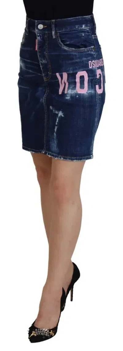 Pre-owned Dsquared2 Dsquared² Blue Icon High Waist Denim Mini Boston Jean Women's Skirt ()