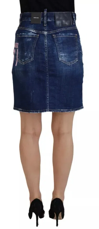 Pre-owned Dsquared2 Dsquared² Blue Icon High Waist Denim Mini Boston Jean Women's Skirt ()