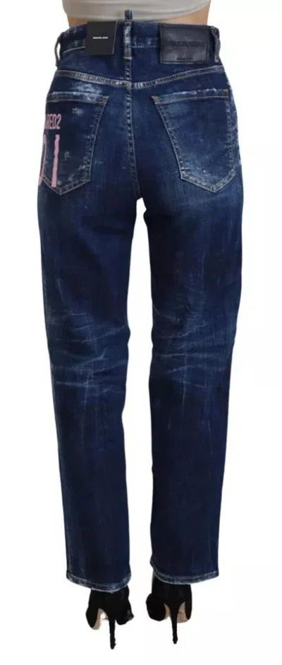 Pre-owned Dsquared2 Dsquared² Blue Icon High Waist Straight Denim Boston Women's Jeans ()