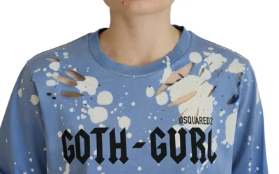 Pre-owned Dsquared2 Dsquared² Blue Goth Gurl Print Black Lace Cotton Tee Women's T-shirt ()
