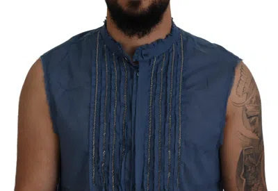 Pre-owned Dsquared2 Dsquared² Blue Cotton Chain Embellishment Sleeveless Men's Shirt ()