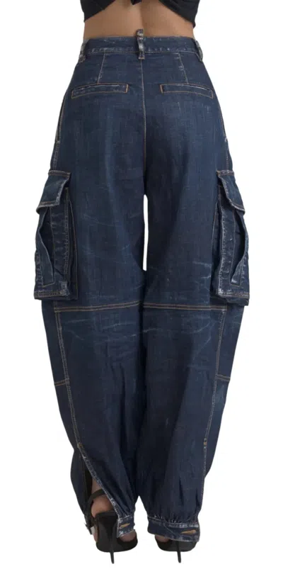 Pre-owned Dsquared2 Dsquared² Blue High Waist Cotton Cargo Baggy Denim Women's Jeans ()