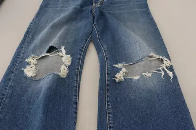 Pre-owned Dsquared2 Dsquared² Blue Distressed High Waist Straight Denim Women's Jeans ()