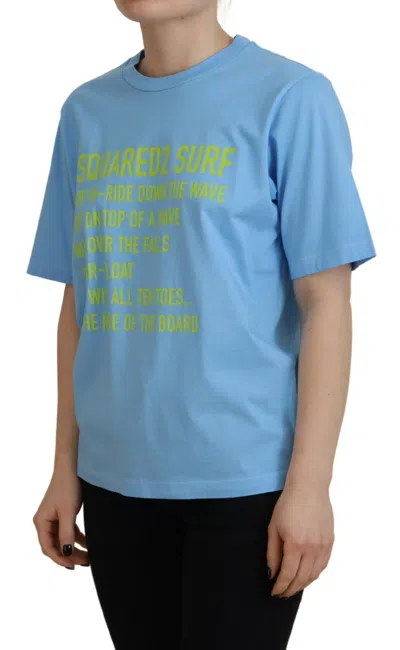 Pre-owned Dsquared2 Dsquared² Blue Logo Print Cotton Crewneck Short Sleeve Women's T-shirt ()