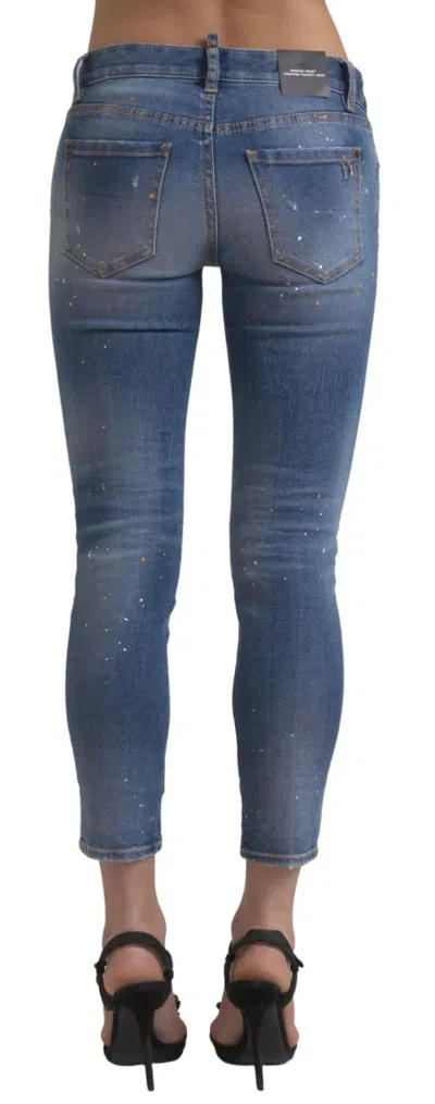 Pre-owned Dsquared² Blue Mid Waist Cropped Twiggy Denim Women's Jeans ()