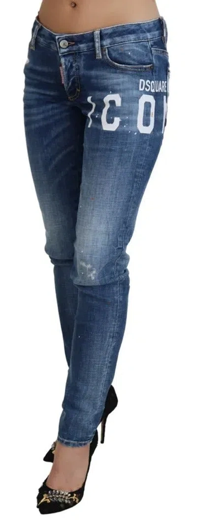 Pre-owned Dsquared2 Dsquared² Blue Icon Low Waist Skinny Jennifer Denim Women's Jeans ()
