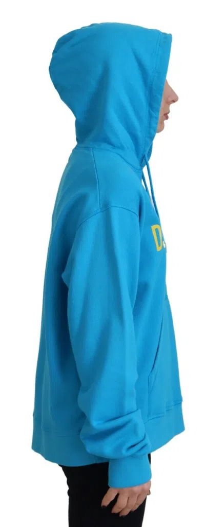 Pre-owned Dsquared² Blue Logo Print Cotton Hoodie Sweatshirt Women's Sweater ()