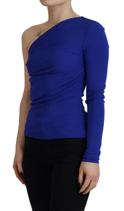 Pre-owned Dsquared2 Dsquared² Blue Viscose One Shoulder Slim Fit Blouse Women's Top ()