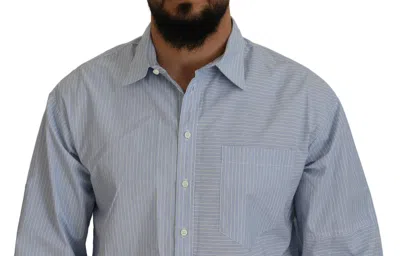 Pre-owned Dsquared2 Dsquared² Blue Stripes Logo Print Long Sleeves Formal Men's Shirt ()