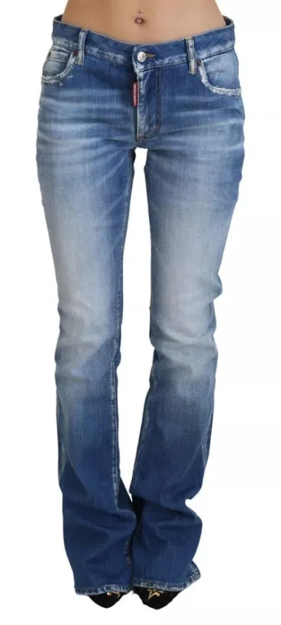 Pre-owned Dsquared2 Dsquared² Blue Washed Cotton Mid Waist Flared Denim Women's Jeans ()