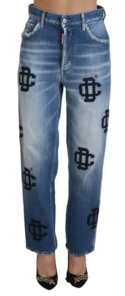 Pre-owned Dsquared2 Dsquared² Blue Washed High Waist Straight Denim Boston Women's Jeans ()