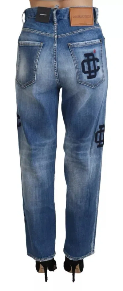 Pre-owned Dsquared2 Dsquared² Blue Washed High Waist Straight Denim Boston Women's Jeans ()