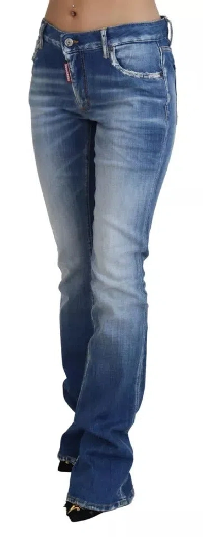Pre-owned Dsquared2 Dsquared² Blue Washed Cotton Mid Waist Flared Denim Women's Jeans ()