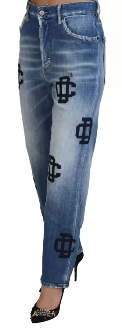 Pre-owned Dsquared2 Dsquared² Blue Washed High Waist Straight Denim Boston Women's Jeans ()