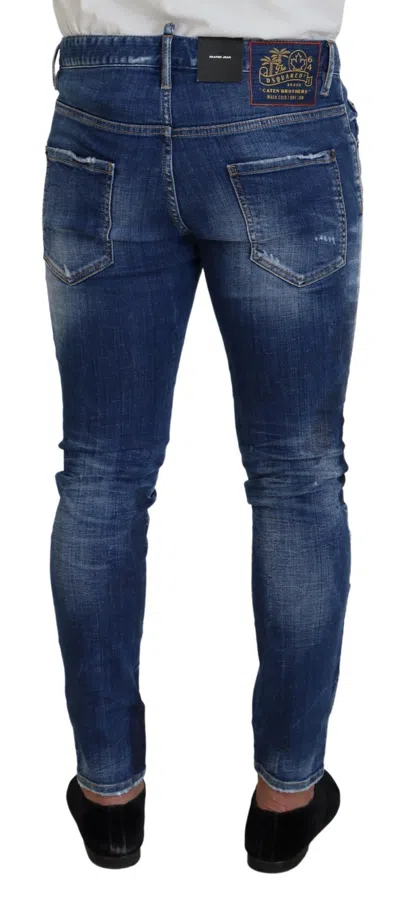Pre-owned Dsquared2 Dsquared² Blue Washed Patchwork Skinny Men Denim Men's Jeans ()
