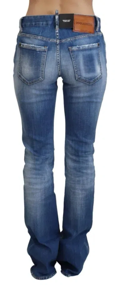 Pre-owned Dsquared2 Dsquared² Blue Washed Cotton Mid Waist Flared Denim Women's Jeans ()