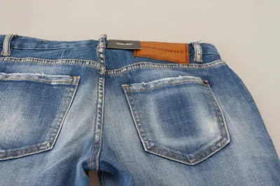 Pre-owned Dsquared2 Dsquared² Blue Washed Cotton Mid Waist Flared Denim Women's Jeans ()