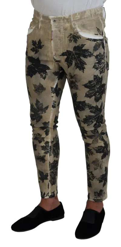 Pre-owned Dsquared2 Dsquared² Brown Cotton Printed Skinny Men Casual Denim Men's Jeans ()